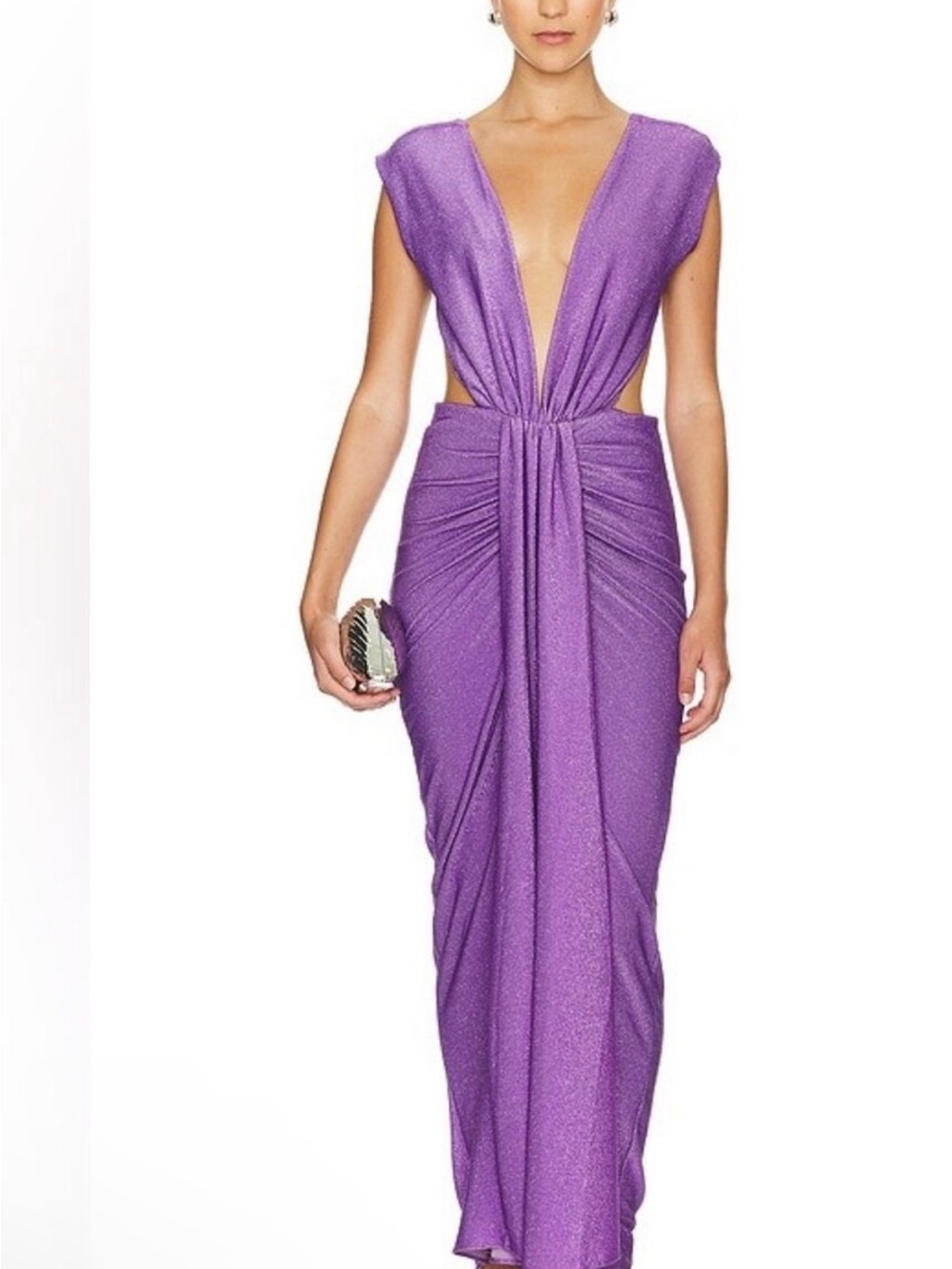 Baobab Collection Lavender Purple Plunging Backless Evening Gown